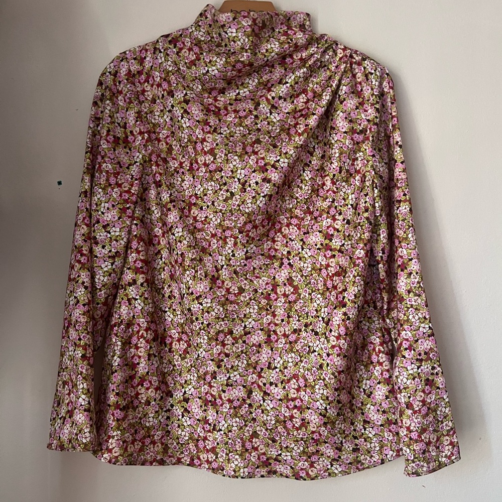 Zara Pink and Green Floral Blouse